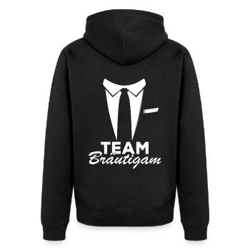 Heiraten JGA Bier Trinken Saufen Bräutigam - Unisex Premium Bio Zip Hoodie - Schwarz - Hinten - Nico (187cm)