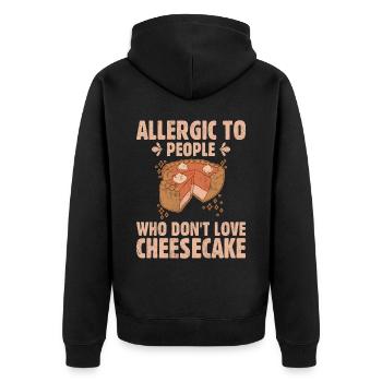 Allergic To People Who Don't Love Cheesecake Baker - Unisex Premium Bio Zip Hoodie - Schwarz - Hinten - Nico (187cm)
