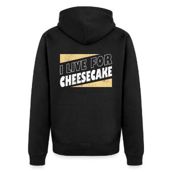 I Live For Cheesecake Dessert Food lover Baker - Unisex Premium Bio Zip Hoodie - Schwarz - Hinten - Nico (187cm)
