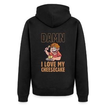 I Love My Cheesecake Dessert Food lover Baker - Unisex Premium Bio Zip Hoodie - Schwarz - Hinten - Nico (187cm)