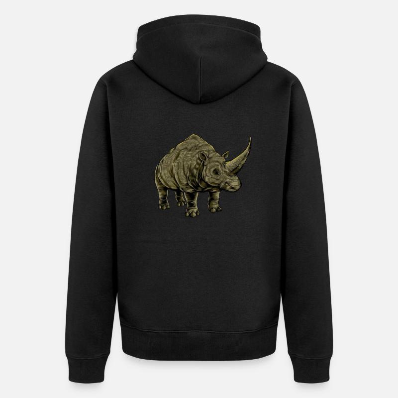 Dessin d’un Elasmotherium - Veste à capuche bio Premium Unisexe - noir