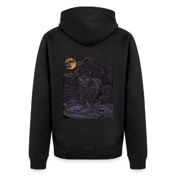 Gothic Cat - Black Cat in the Cemetery - Unisex Premium Organic Zip Hoodie - black - Back - Nico (187cm)