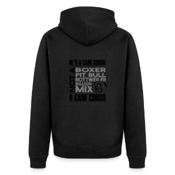 He's a cane corso Not a boxer Pit bull Rottweiler - Unisex Premium Organic Zip Hoodie - black - Back - Nico (187cm)