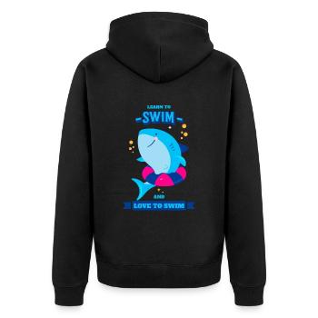 Schwimmen Lernen Learn To Swim And Love To Swim - Unisex Premium Bio Zip Hoodie - Schwarz - Hinten - Nico (187cm)