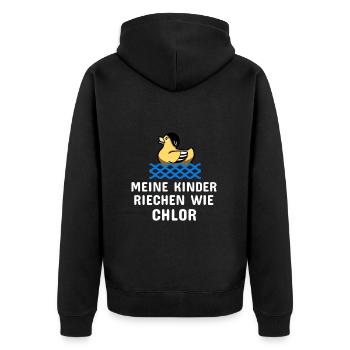 Schwimmen Spruch Lustig Meine Kinder Riechen Wie - Unisex Premium Bio Zip Hoodie - Schwarz - Hinten - Nico (187cm)