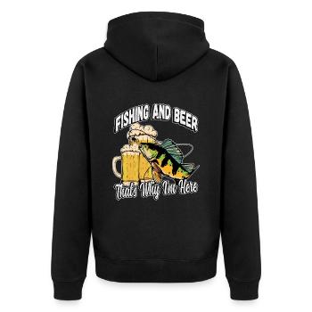 Fishing and beer that's why I'm here Fischer saying - Unisex Premium Organic Zip Hoodie - black - Back - Nico (187cm)