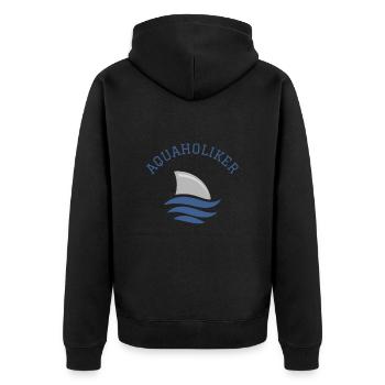 Schwimmen Spruch Lustig Aquaholiker - Unisex Premium Bio Zip Hoodie - Schwarz - Hinten - Nico (187cm)