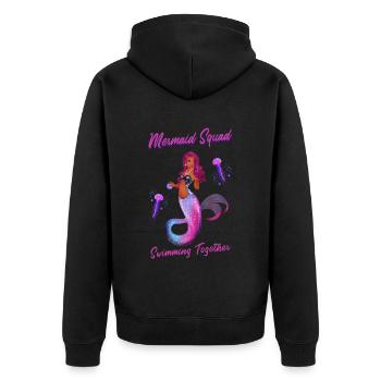 Schwimmen Spruch Lustig Mermaid Squad Swimming - Unisex Premium Bio Zip Hoodie - Schwarz - Hinten - Nico (187cm)