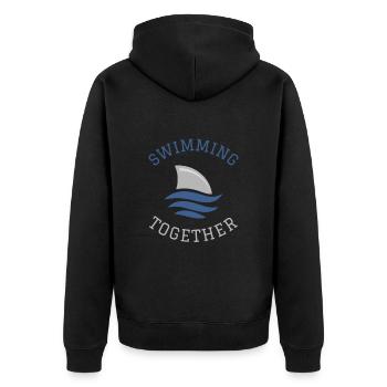 Schwimmen Spruch Lustig Swimming Together - Unisex Premium Bio Zip Hoodie - Schwarz - Hinten - Nico (187cm)