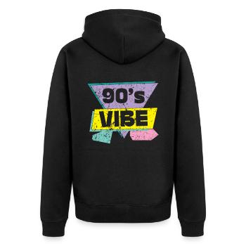 90er Jahre Vibe 1990 Vintage Neunziger Party 1990er - Unisex Premium Bio Zip Hoodie - Schwarz - Hinten - Nico (187cm)