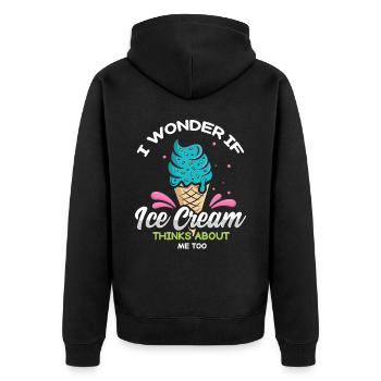 Je me demande si Ice Cream for Frozen et moi - Veste à capuche bio Premium Unisexe - noir - Dos - Nico (187cm)
