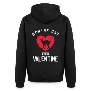 Sphynx-katze Ist Mein Valentinsgruß-herz-design - Unisex Premium Bio Zip Hoodie - Schwarz - Hinten - Nico (187cm)