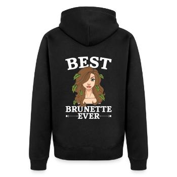 Beste Brünette aller Zeiten Braune Haare Mode Blonde Haare - Unisex Premium Bio Zip Hoodie - Schwarz - Hinten - Nico (187cm)