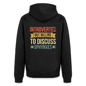 Introverted, But Ready to Talk About Sphynxes - Unisex Premium Organic Zip Hoodie - black - Back - Nico (187cm)