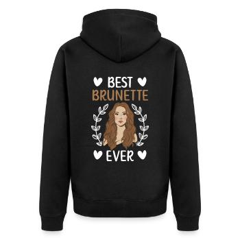 Beste Brünette aller Zeiten Braune Haare Mode Blonde Haare - Unisex Premium Bio Zip Hoodie - Schwarz - Hinten - Nico (187cm)