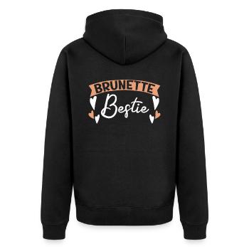 Brünette Bestie Braune Haare Blond Beste Freundin - Unisex Premium Bio Zip Hoodie - Schwarz - Hinten - Nico (187cm)