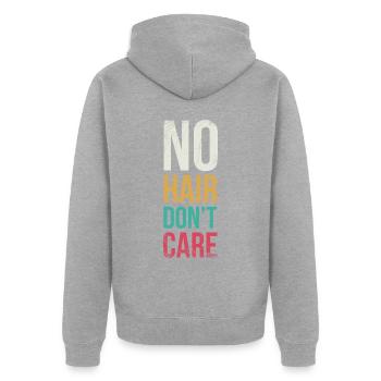 Aucun cheveu n’est intéressé par - Veste à capuche bio Premium Unisexe - gris chiné - Dos - Nico (187cm)