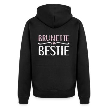 Brünette Bestie Braune Haare Blond Beste Freundin - Unisex Premium Bio Zip Hoodie - Schwarz - Hinten - Nico (187cm)
