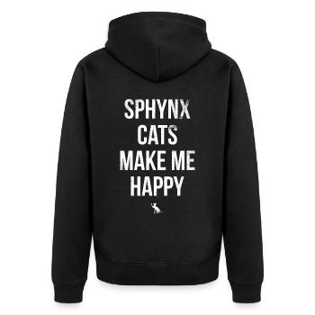 Sphynx cats make me happy Design For - Unisex Premium Organic Zip Hoodie - black - Back - Nico (187cm)