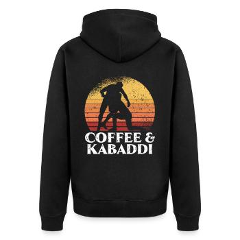 Coffee And Kabaddi Indian Game Raider Caffeine - Unisex Premium Organic Zip Hoodie - black - Back - Nico (187cm)
