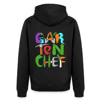 Gartenchef Gartenbau Garten Hobbygärtner Gärtner - Unisex Premium Bio Zip Hoodie - Schwarz - Hinten - Nico (187cm)