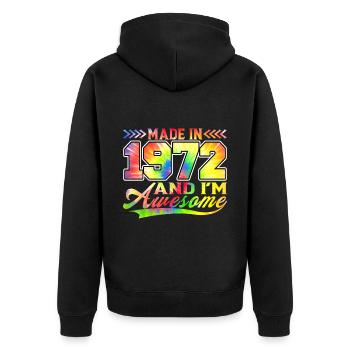 Fabriqué en 1972 et je suis génial Tie Dye coloré - Veste à capuche bio Premium Unisexe - noir - Dos - Nico (187cm)