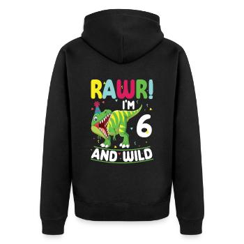Dinosaure 6 ans fête d’anniversaire 6 - Veste à capuche bio Premium Unisexe - noir - Dos - Nico (187cm)