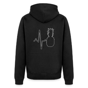 Ananas Herzschlag - Unisex Premium Bio Zip Hoodie - Schwarz - Hinten - Nico (187cm)