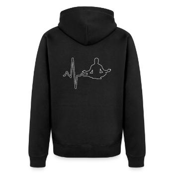 Yoga Méditation Heartbeat - Veste à capuche bio Premium Unisexe - noir - Dos - Nico (187cm)