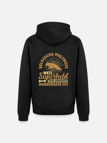 Belgischer Malinois Supherheld Hunderasse - Unisex Premium Bio Zip Hoodie - Schwarz