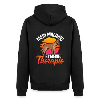Belgischer Malinois ist meine Therapie - Unisex Premium Bio Zip Hoodie - Schwarz - Hinten - Nico (187cm)