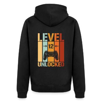 12th Birthday Level 12 unlocked - Unisex Premium Organic Zip Hoodie - black - Back - Nico (187cm)