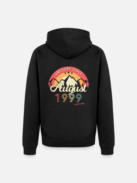 Legendär August 1999 - Unisex Premium Bio Zip Hoodie - Schwarz