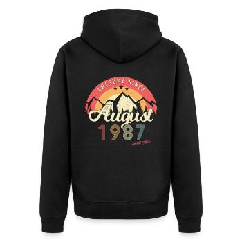Baujahr Im August 1987 - Unisex Premium Bio Zip Hoodie - Schwarz - Hinten - Nico (187cm)