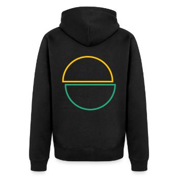 Demi-cercles jaune et vert Design - Veste à capuche bio Premium Unisexe - noir - Dos - Nico (187cm)