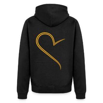 Halbes Gelbes Herz Simples Design - Unisex Premium Bio Zip Hoodie - Schwarz - Hinten - Nico (187cm)