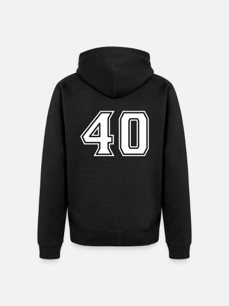 Number 40 White - Unisex Premium Organic Zip Hoodie - black