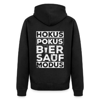 Hokus Pokus Bier Sauf Modus Geschenk Malle Party B - Unisex Premium Bio Zip Hoodie - Schwarz - Hinten - Nico (187cm)
