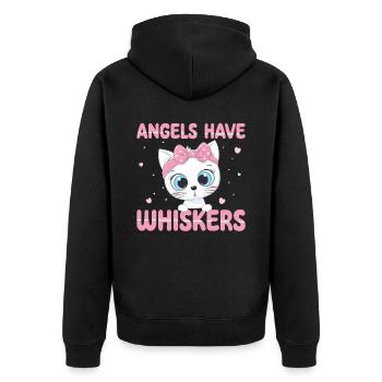Les anges ont des moustaches | Chemise de chat mignonne - Veste à capuche bio Premium Unisexe - noir - Dos - Nico (187cm)
