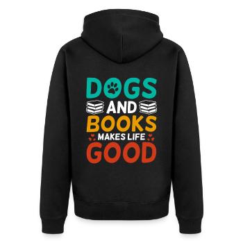 Book Is Good Cat Makes It Better | - Veste à capuche bio Premium Unisexe - noir - Dos - Nico (187cm)