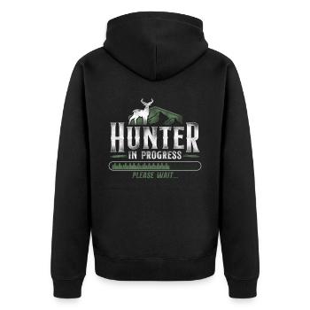 Buck Deer Hunting Hunter Vintage - Unisex Premium Organic Zip Hoodie - black - Back - Nico (187cm)