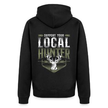 Buck Deer Hunting Hunter Vintage - Unisex Premium Organic Zip Hoodie - black - Back - Nico (187cm)