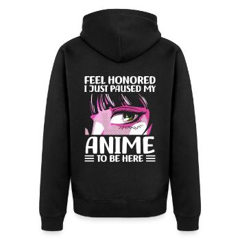 Je viens de mettre en pause mon anime pour arriver ici - Veste à capuche bio Premium Unisexe - noir - Dos - Nico (187cm)