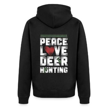 Buck Deer Hunting Hunter Vintage - Unisex Premium Bio Zip Hoodie - Schwarz - Hinten - Nico (187cm)