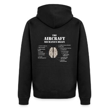 Flugzeugmechaniker-Gehirn - Unisex Premium Bio Zip Hoodie - Schwarz - Hinten - Nico (187cm)