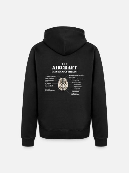 Flugzeugmechaniker-Gehirn - Unisex Premium Bio Zip Hoodie - Schwarz
