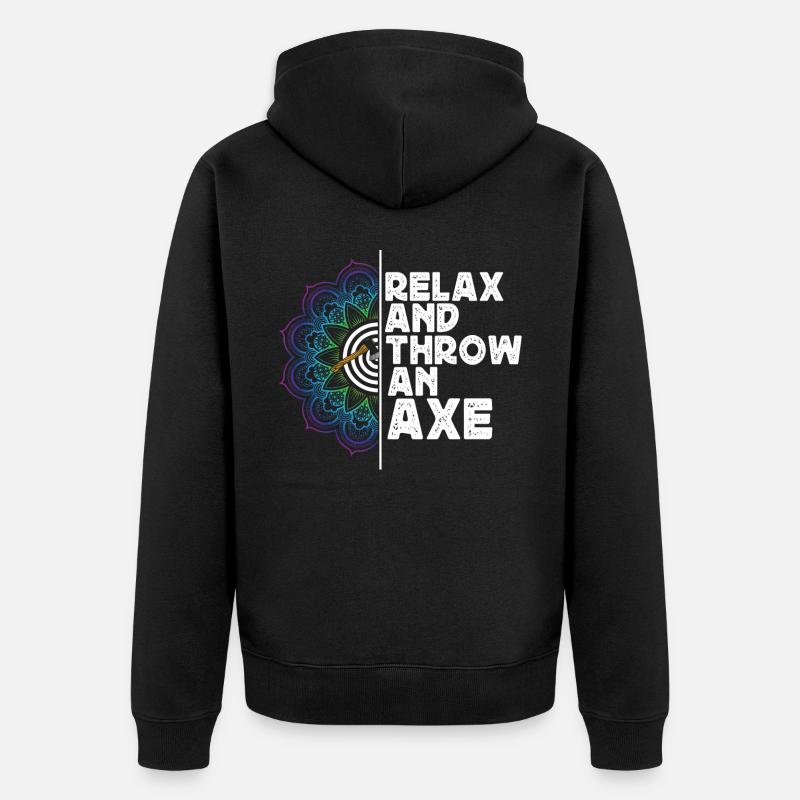 Axe Throw, Throw An Axe - Unisex Premium Organic Zip Hoodie - black