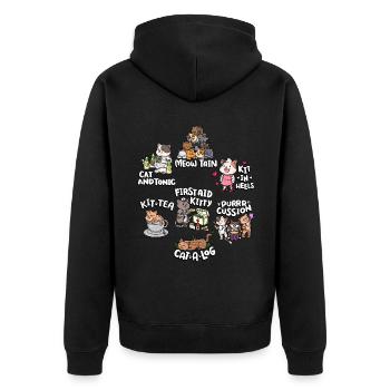 Cute Funny Cat Pun | Cute cat - Unisex Premium Organic Zip Hoodie - black - Back - Nico (187cm)