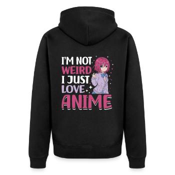 Not Strange I Just Love Anime | - Unisex Premium Organic Zip Hoodie - black - Back - Nico (187cm)