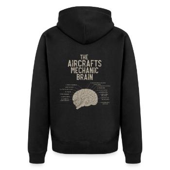 Flugzeugmechaniker-Gehirn - Unisex Premium Bio Zip Hoodie - Schwarz - Hinten - Nico (187cm)